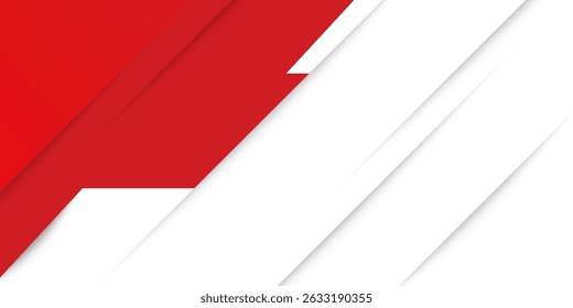 Abstract red and white banner design vector, dynamic sporty horizontal background template for media promotion or web banner