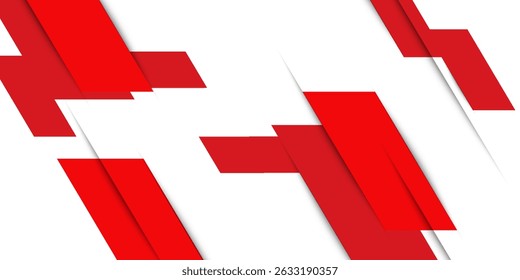 Abstract red and white banner design vector, dynamic sporty horizontal background template for media promotion or web banner
