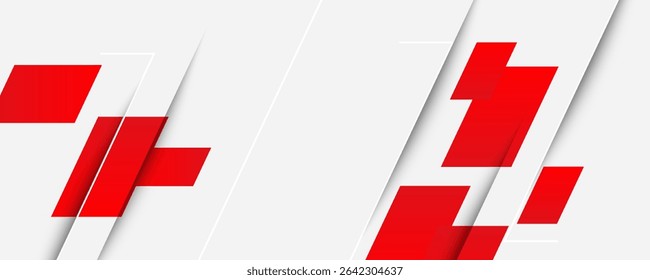 Abstract red and white banner design vector, dynamic sporty horizontal background template for media promotion or web banner
