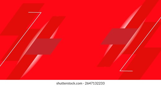 Abstract red and white banner design vector, dynamic sporty horizontal background template for media promotion or web banner
