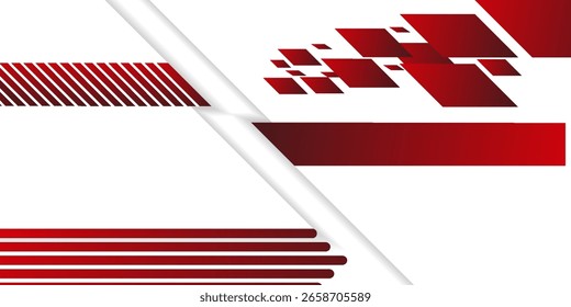 Abstrakter rot-weißer Banner-Designvektor, dynamische sportliche horizontale Hintergrundvorlage für Medienwerbung oder Webbanner