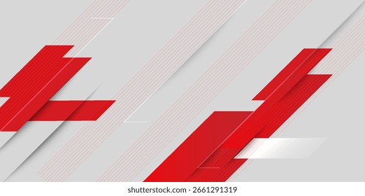 Vector Abstractas del diseño del Anuncio rojo y blanco, Plantilla Horizontal deportiva dinámica del fondo para la promoción de los medios de comunicación o Anuncio del Web EPS10