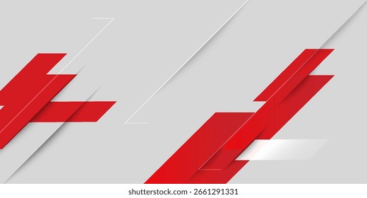Abstract red and white banner design vector, dynamic sporty horizontal background template for media promotion or web banner eps10