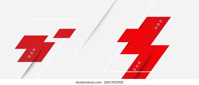 Abstract red and white banner design vector, dynamic sporty horizontal background template for media promotion or web banner