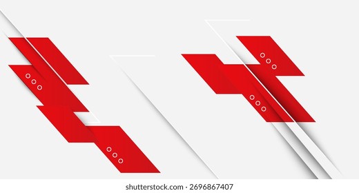 Abstract red and white banner design vector, dynamic sporty horizontal background template for media promotion or web banner