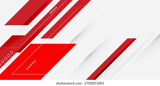 Abstract red and white banner design vector, dynamic sporty horizontal background template for media promotion or web banner