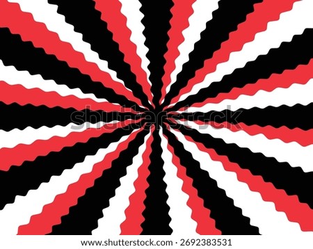 Abstract red, white, and black wavy lines emanating from the center. Suitable for backgrounds, banners, posters, or modern design projects