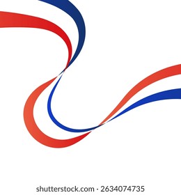Abstract Red, White, Blue Curving Stripes, Swirling Design, Background, Graphic, Vector, Illustration