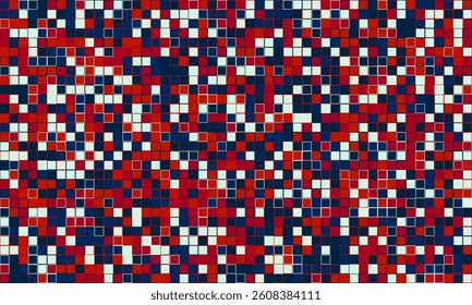 Abstract red, white, and blue mosaic pattern.  Perfect for backgrounds, websites, presentations, or textile designs.