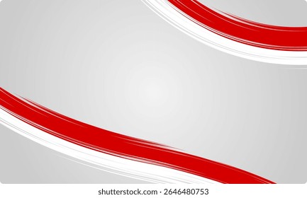 Abstract red and white brush curves with clean layout for indonesia independence day background theme