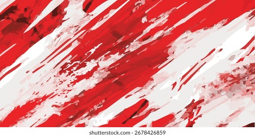 Abstract Red and White Brushstroke Design