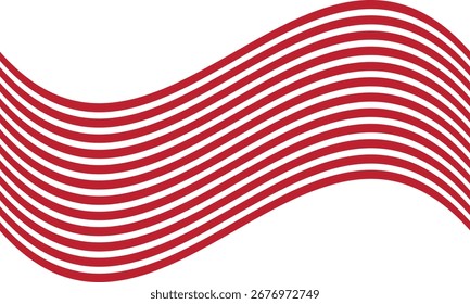 Abstractas color rojo y blanco Horizontal patrón de línea de la bandera de onda.