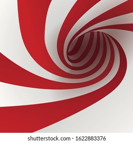 Abstract red and white curled lines