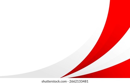 Fundo abstrato das curvas vermelho e branco. Tema de cor da bandeira indonésia moderna. Bandeiras perfeitas para o Dia da Independência, cartazes de celebração patriótica, eventos nacionais, cabeçalhos na web e muito mais