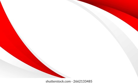 Abstract red and white curve background. Modern Indonesian flag color theme. Perfect for Independence Day banners, patriotic celebration posters, national events, web headers, and more