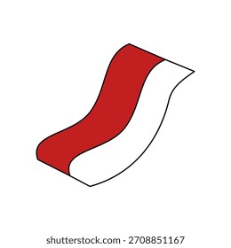 Abstractas forma curva roja y blanca. Elemento de diseño simple y limpio sobre un fondo blanco. Ilustración gráfica moderna. Minimalista y versátil. con detalles intrincados y alto atractivo visual.