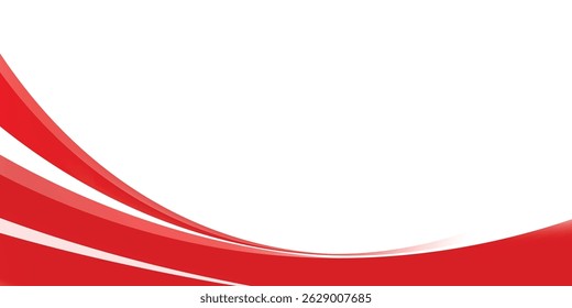 Abstract red and white curved wave background with clean modern design. Vector Illustration