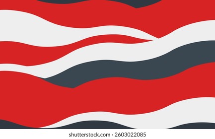 Abstract red, white, and dark gray wavy pattern.  Dynamic, modern design ideal for website backgrounds, presentations, or textile prints.  Evokes movement, energy, and fluidity.