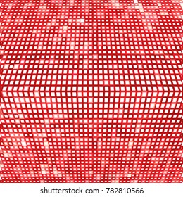 Abstract red white digital background with mesh of squares. Mosaic style. Geometric template with perspective affect. Cells.