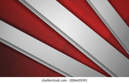 Abstract red and white dimension layer background. 