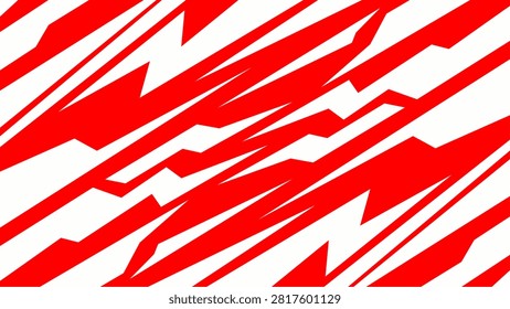 Abstract red and white dynamic lightning streak with sharp angular zigzag lines. High-speed motion effect design inspired by racing, energy, and aggressive action visuals. Perfect for sports graphics, motorsport themes, and bold modern backgrounds