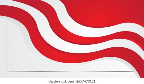 Fondo Abstractas de la onda de la bandera roja y blanca