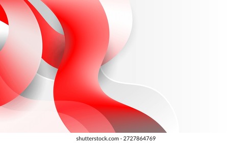 Fundo Abstrato Vermelho E Branco Da Onda De Fluxo Com Curvas Suaves