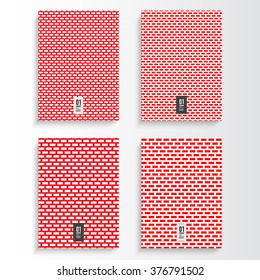 Abstract red and white flyer or book cover design set with brick wall pattern background and your text 
Eps 10 stock vector illustration 