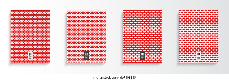 Abstract red and white flyer or book cover design set with brick wall pattern background and your text 
Eps 10 stock vector illustration 