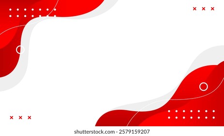 Abstract red and white geometric background with fluid wave shapes. Modern dynamic wallpaper. Template banner background for sales, business, ads, events, web and pages