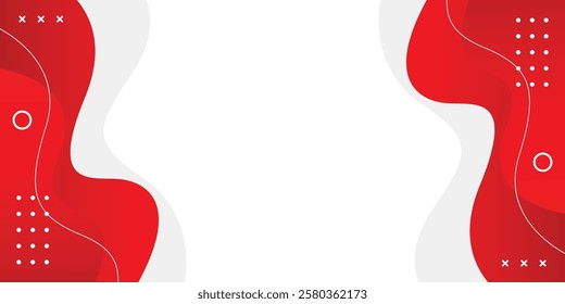 Abstract red and white geometric background with fluid wave shapes. Modern dynamic wallpaper. Template banner background for sales, business, ads, events, web and pages