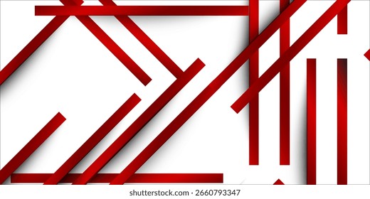 Abstract Red and White Geometric Design with Parallel Lines