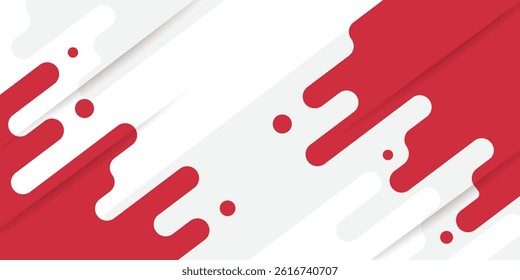 abstract red and white geometric rounded shapes diagonal banner background