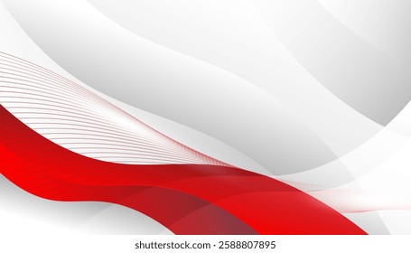 Abstract Red and White Graphic Background with wavy lines