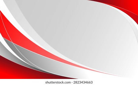 Abstract Red White Gray Curved Wave Background with Elegant Modern Corporate Design and Copy Space
