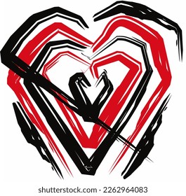 Abstract red and white heart