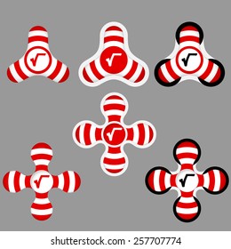 abstract red and white icons and radix symbol