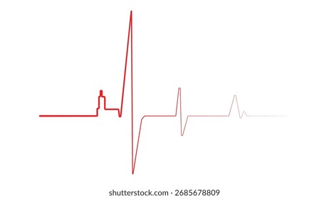 Gráfico de linhas abstrato vermelho e branco com picos e vales.