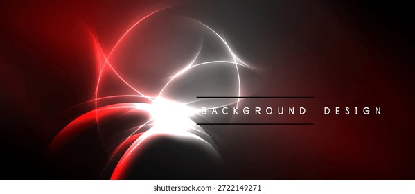 Abstractas líneas rojas y blancas sobre fondo oscuro. Los flujos dinámicos de energía crean un efecto visual moderno. El texto simple lee el diseño de fondo.