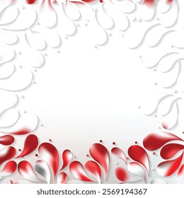 Abstract Red White Ornamental Drops Background