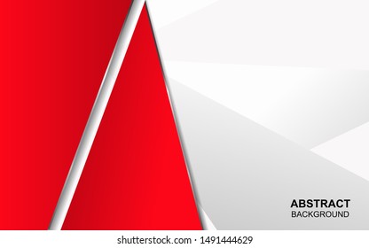 Abstract red and white overlapping layers background a combination with silver texture line decoration. Luxury and premium concept vector design template for use element modern cover, banner, card