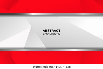 Abstract red and white overlapping layers background a combination with silver texture line decoration. Luxury and premium concept vector design template for use element modern cover, banner, card