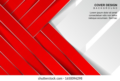 Abstract red and white overlapping layers background a combination with silver texture line decoration. Luxury and premium concept vector design template for use element modern cover, banner, card