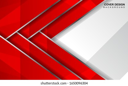 Abstract red and white overlapping layers background a combination with silver texture line decoration. Luxury and premium concept vector design template for use element modern cover, banner, card