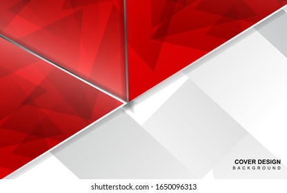 Abstract red and white overlapping layers background a combination with silver texture line decoration. Luxury and premium concept vector design template for use element modern cover, banner, card