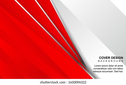 Las capas superpuestas rojas y blancas abstractas forman una combinación con la decoración de la línea de textura plateada. Plantilla de diseño vectorial de concepto de lujo y de primera calidad para uso de elementos modernos portada, banner, tarjeta
