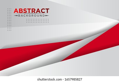 Abstract red and white overlapping layers geometric background a combination.