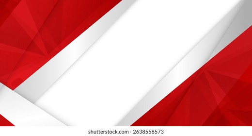 Abstract red and white overlapping layers background a combination with silver texture line decoration.
