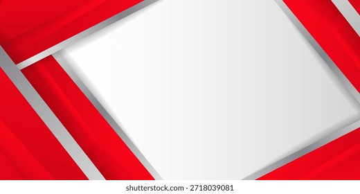 Abstractas fondo de capas superpuestas rojo y blanco una combinación con decoración de línea de textura plateada.