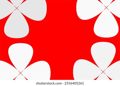 Abstract Red and White Pattern with Geometric Floral Shapes